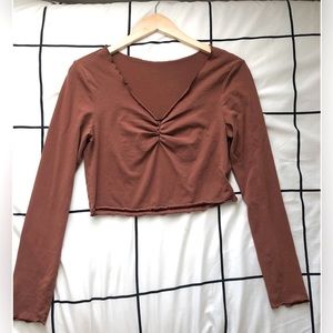 Petite Long Sleeve Crop Top